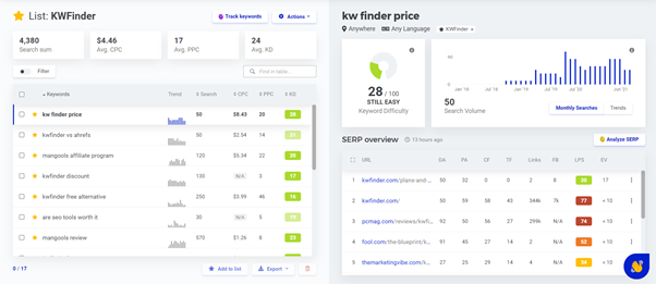 KWFinder Review: LinkFinder screenshot