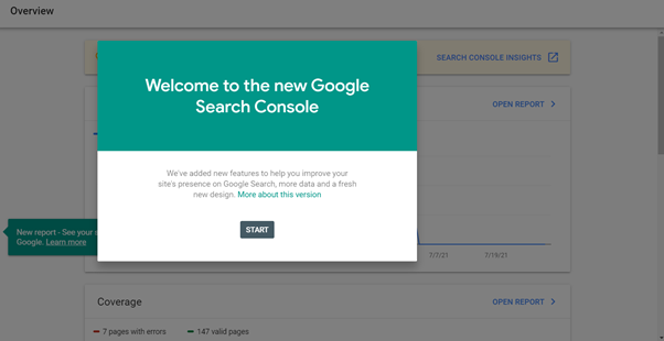 welcome to google search console
