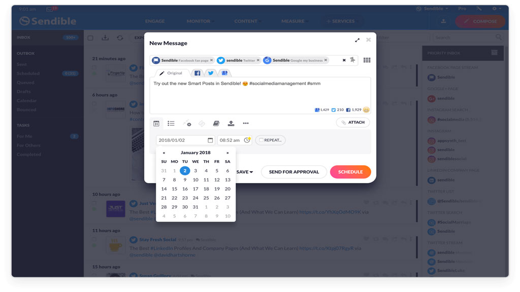 Sendible Review : Post Scheduling