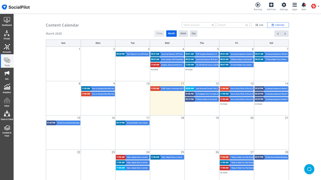 SocialPilot review : Content Calendar