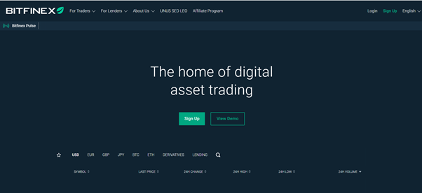 Bitfinex : home page