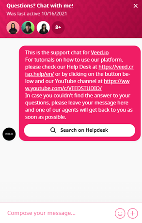 Veed Review: help chat