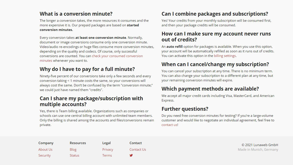 CloudConvert review: Paid Features