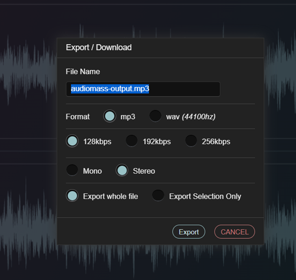AudioMass Review: export