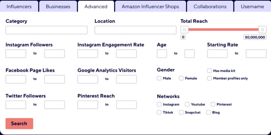 Influence Review: search